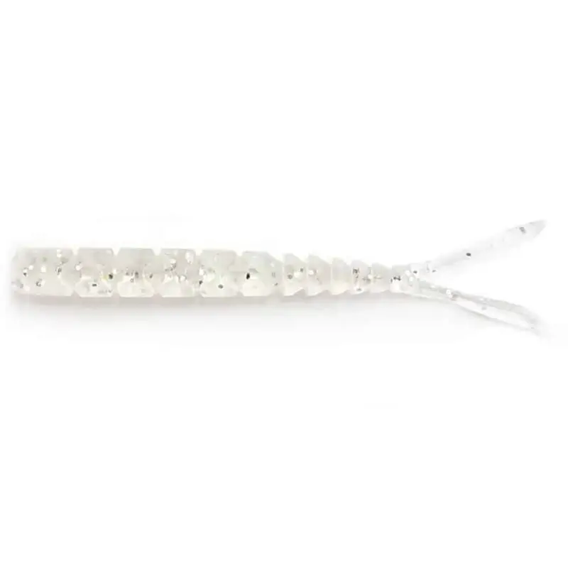 Premium Grub Mustad Aji Micro Pilo, Clear Rainbow Glitter, 5cm, 15buc
