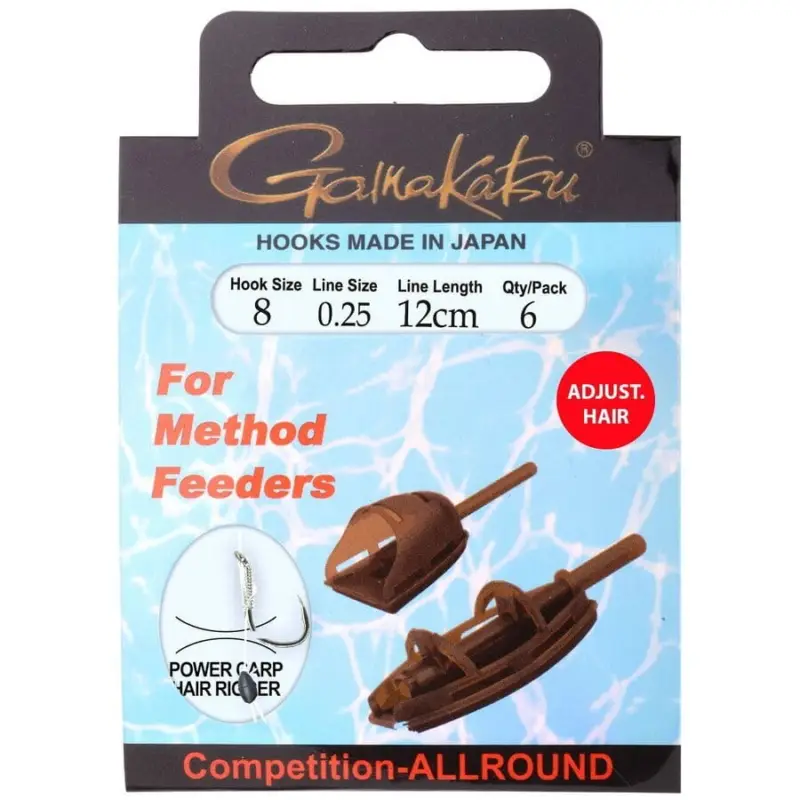 Nu rata Montura Gamakatsu Method Feeder Hair, nr.10, 0.25mm, 6buc