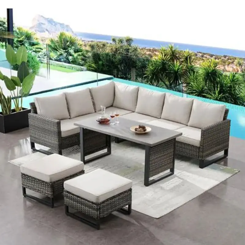Ofertă specială STOKE Set mobilier terasă/grădină, 2 taburete, 2 canapele și măsuță