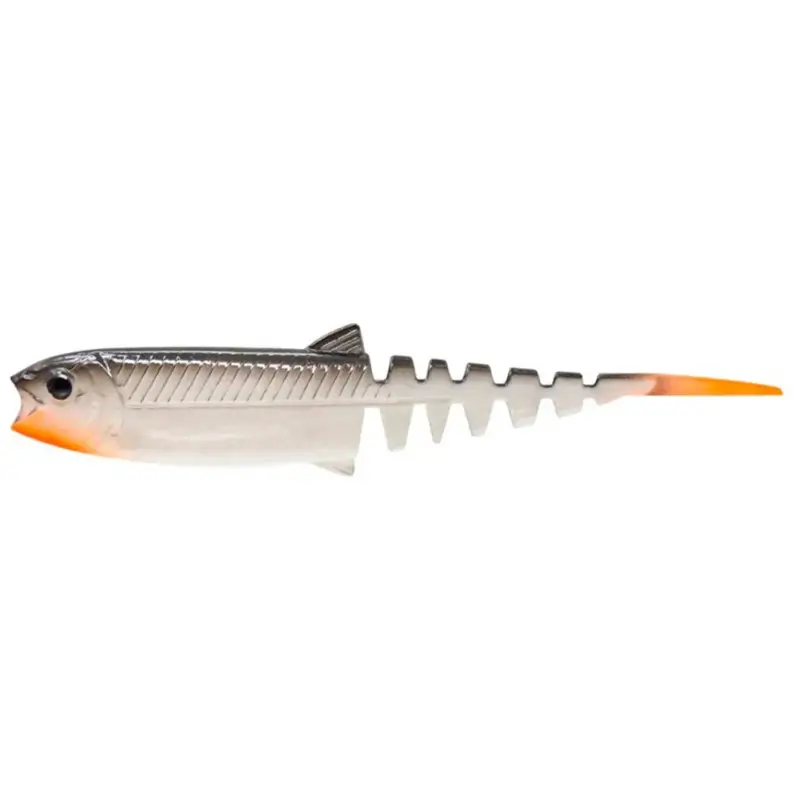 Retur ușor Shad Savage Gear Cannibal Minnow V-Tail, White Black, 12.5cm, 12.8g, 4buc