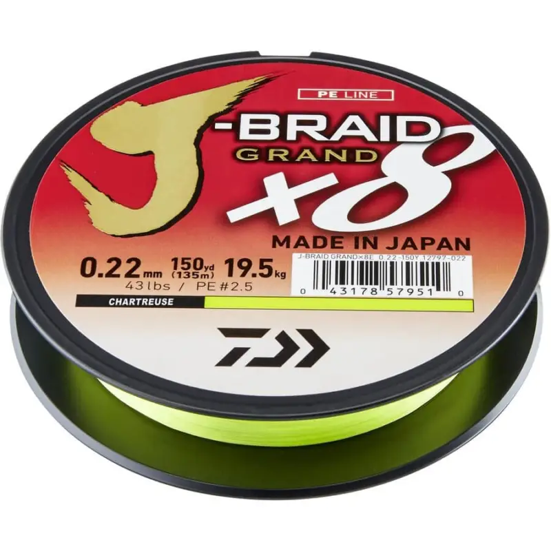 Fir Daiwa J-Braid Grand X8, Chartreuse, 0.10mm, 270m Premium