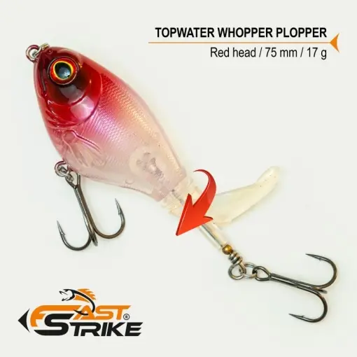 Expediere rapidă Vobler Fast Strike Top Water, Red Head 010, 7.5cm, 17g