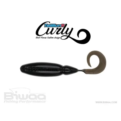 Ieftin Shad Biwaa TailGunr Curly UV Black 6.3cm, 8buc/plic