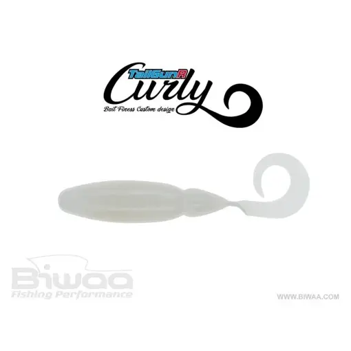 Disponibil imediat Shad Biwaa TailGunr Curly Pearl White 6.3cm, 8buc/plic