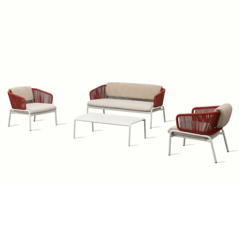 SLEEK Set mobilier terasă/grădină, 2 fotolii, canapea și măsuță Retur ușor