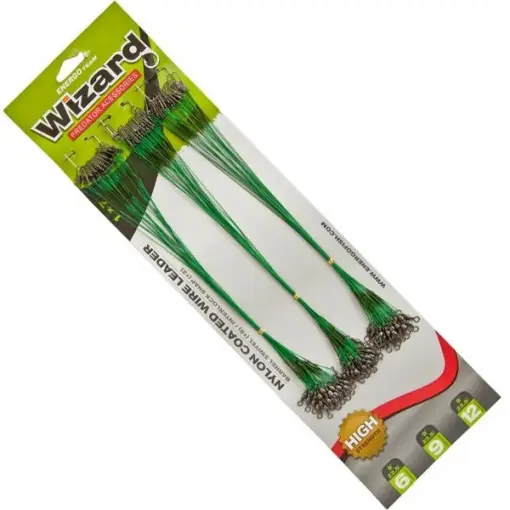 Livrare expres Strune Wizard Nylon Coated Wire Leader, 22.5cm, 72buc/blister Negre