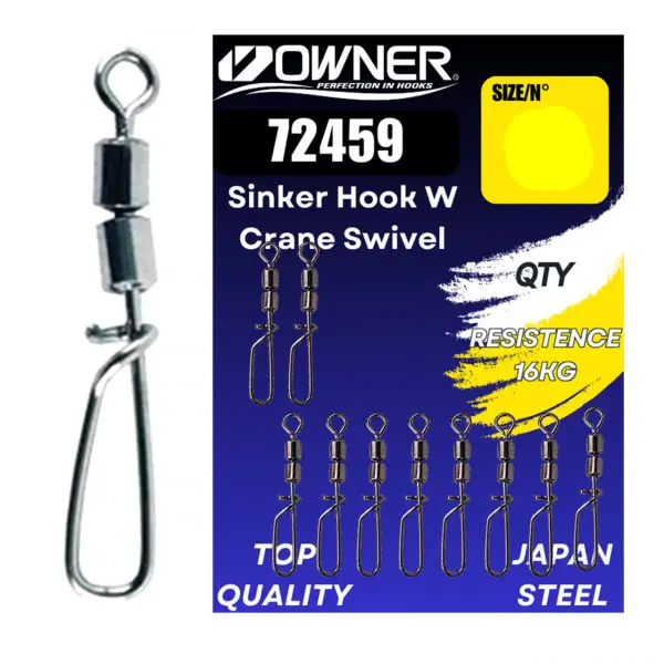 Vartej Agrafa Owner Amaz 72459 No.14 16kg Sinker Hook W Crane 10buc Ultima șansă