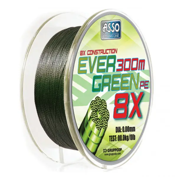 Fir Asso Evergreen PE 8X 0.20mm 16.00kg 130m Verde Expediere rapidă