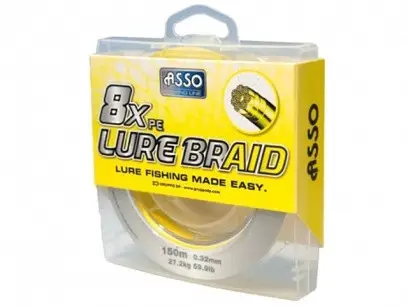 Fir Asso 8xPE Lure Braid 0.12mm 8.30kg 150m Galben Expediere rapidă