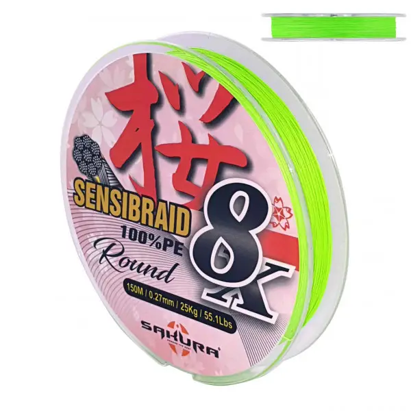 Fir Sakura Sensibraid 8X 0.06mm 5kg 150m Chartreuse Cumpărături sigure