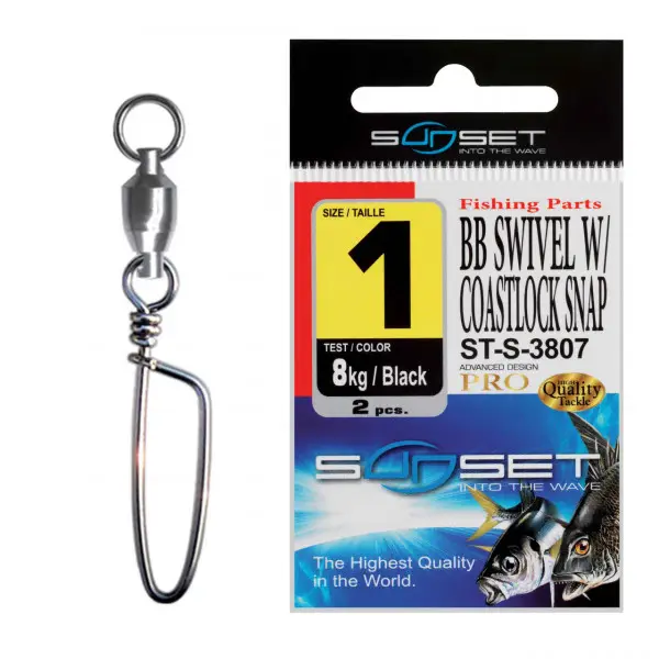 Agrafa Vartej Rulment Sunset ST-S-3807 No.2 22kg BB Swivel Coastlock Snap Mai ieftin