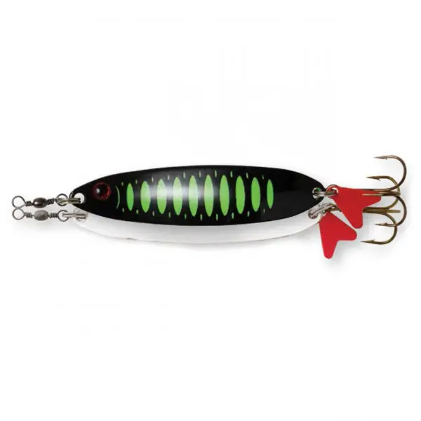 Plată sigură Oscilanta 24gr 80mm DAM Effzett Slim Standard Spoon Fluo Green Black UV