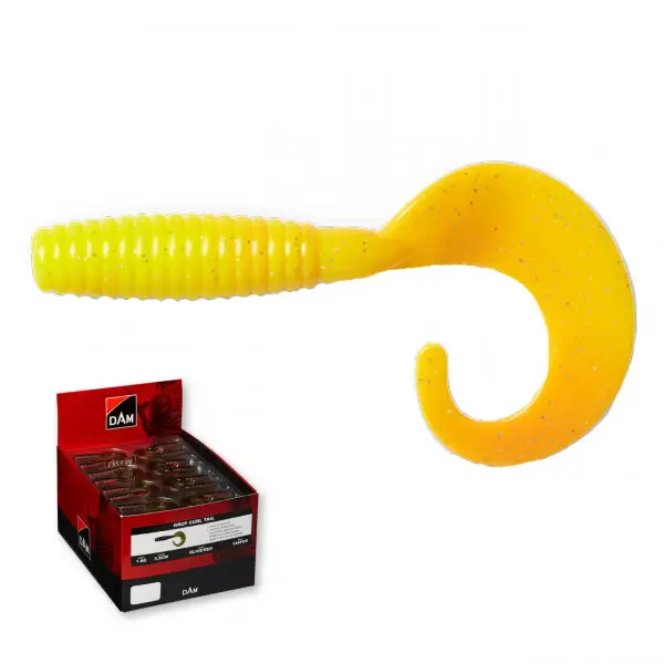 Twister DAM Grup Curl Tail 5.5cm UV Yellow/Silver Noutate