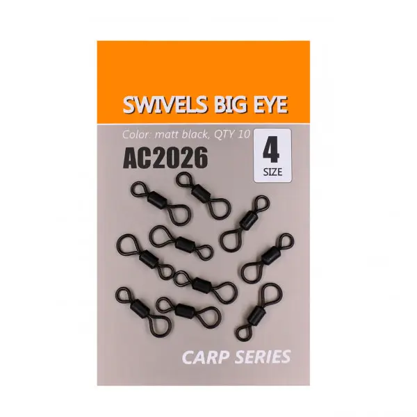 Vartej Rolling Orange No.7 Swivels Big Eye Negru Mat Ochet Mare 10buc Livrare expres