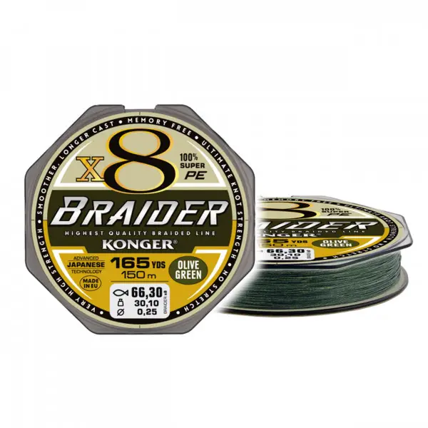 Calitate înaltă Fir Textil Konger Braider X8 0.06mm 4.9kg 150m Olive Green