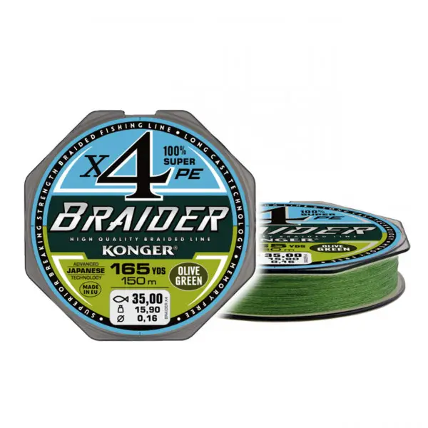 Ofertă Fir Textil Konger Braider X4 0.16mm 15.9kg 150m Olive Green