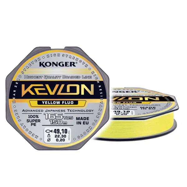 Fir Textil Konger Kevlon X4 0.14mm 14.5kg 150m Yellow Fluo Preț mic