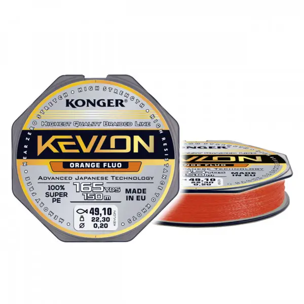 Reducere de preț Fir Textil Konger Kevlon X4 0.20mm 22.3kg 150m Orange Fluo
