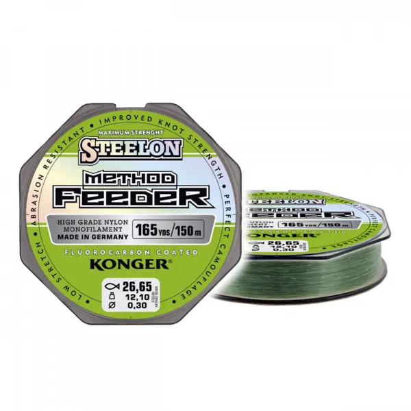 Retur ușor Fir Konger Steelon Method Feeder Fluorocarbon Coated 0.25mm 8.5kg 150m Verde