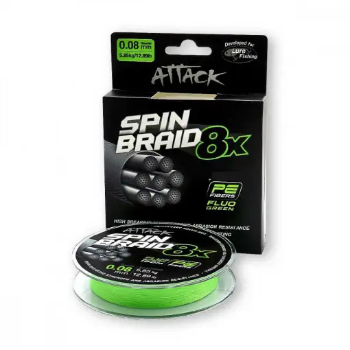 Retur ușor Fir Textil Formax Attack Spinbraid X8, Fluo Green, 150m