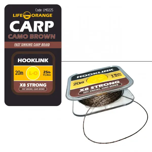 Hooklink x8 Orange Camo Brown 20lb 20m Retur ușor
