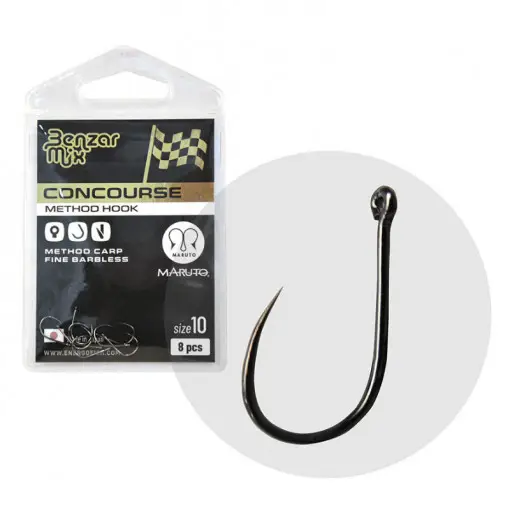 Super ofertă Carlige Benzar Mix Concourse Method Carp Fine Barbless, 8buc/plic