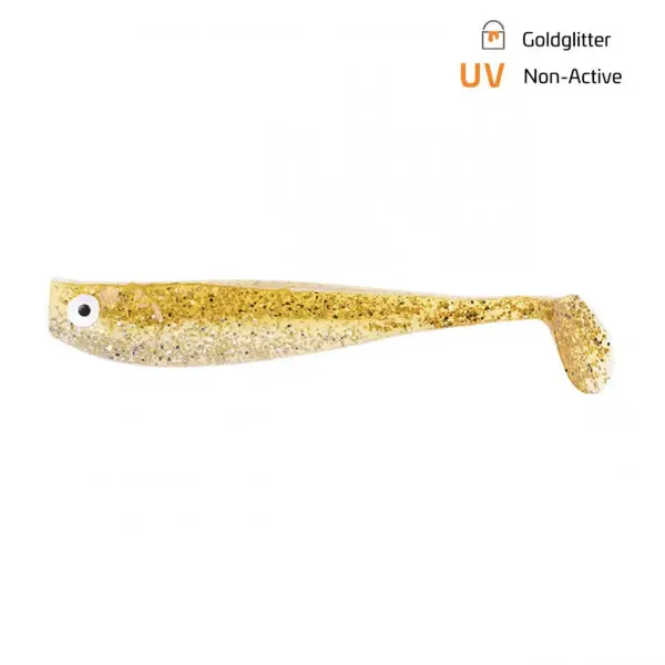 Ofertă Shad Zeck ZANDER Gummi 9cm Goldglitter 3buc