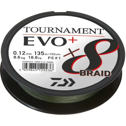 Fir Textil Daiwa Tournament 8X Braid Evo+, Culoare Dark Green, 135m Nu rata