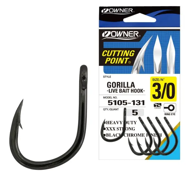 Ultima șansă Carlig Owner 5105 Cut Gorilla Live Bait Hook Cutting Point