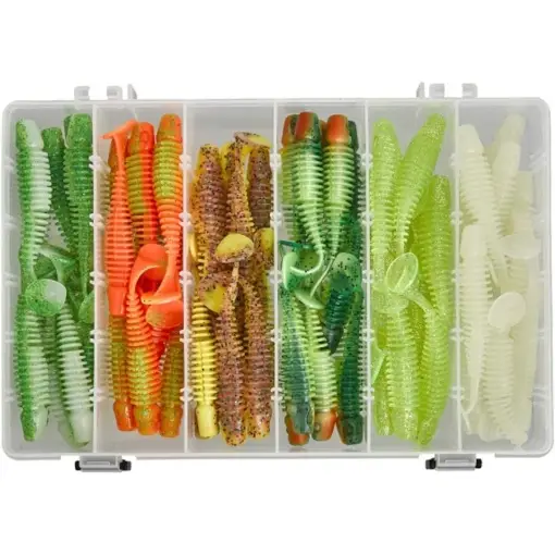 Set Soft Bait Sensas Gunki Tipsy Dark Water, 6 Culori, 7.6cm, 120buc/cutie Cumpărături sigure