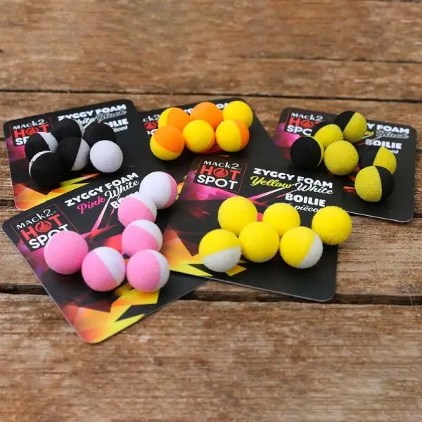 Discount Boilies Artificial Mack2 Ziggy Foam Boilie Two Tone Galben-Negru 6buc