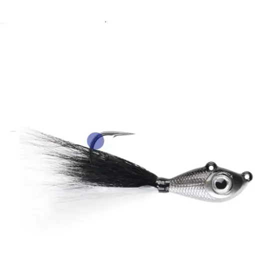 Reduceri Jig Mustad Big Eye Bucktail Black Silver/BW, Culoare Silver Crystal Flash, 14g