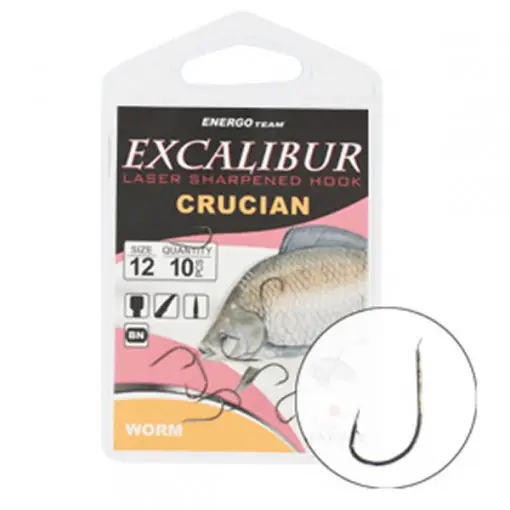 Disponibil imediat Carlige Excalibur Crucian Worm, 10buc