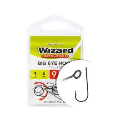 Carlige Wizard Big Eye Twister, Black Nickel Popular