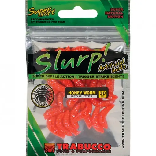 Vierme artificial Trabucco Slurp Bait, Red, 2cm, 30 buc Bestseller