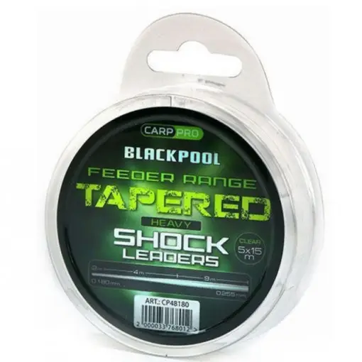 Discount Fir Carp Pro Blackpool Tapered Heavy Shock Leaders, Clear, 5 role x 15m