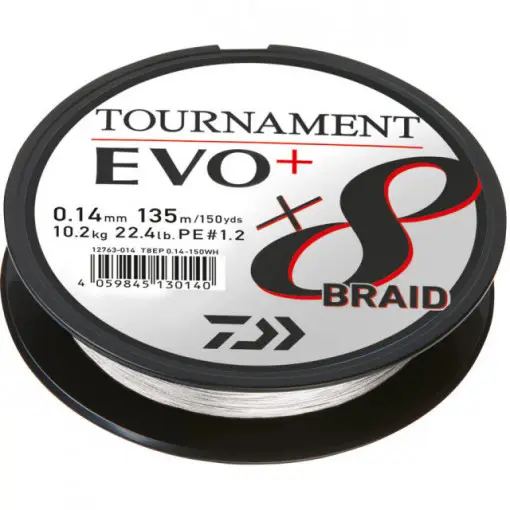 Fir textil Daiwa Tournament X8 BRAID EVO+, alb, 135m Expediere rapidă