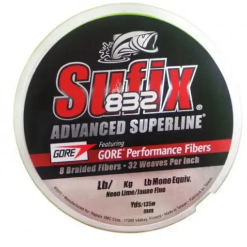 Cumpărături sigure Fir textil Sufix 832 Superline, Neon Lime, 120m