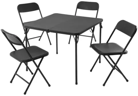 Reducere specială Set camping/picnic, 5 piese, 102x61x70 cm/102x28x40 cm, metal, negru