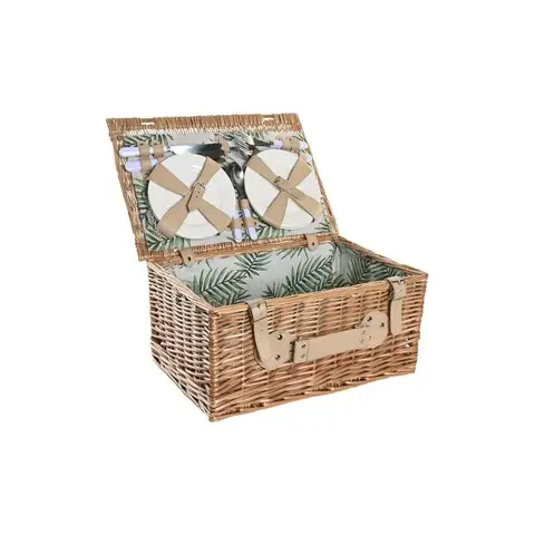 Preferatul clienților Cos de picnic pentru 4 persoane, DKD Home Decor, 44 x 30 x 22 cm, rachita, natural/verde