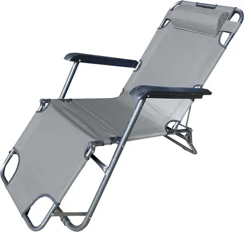 Preț redus Sezlong pliabil cu tetiera Simple, Heinner, 153x60x79cm, gri