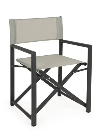 Scaun pliabil pentru gradina, Taylor, Bizzotto, 48x56x86 cm, aluminiu, gri inchis Reduceri