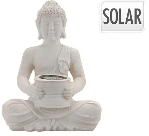 Retur gratuit Lampa solara de gradina Buddha, 21x14x28 cm, ceramica
