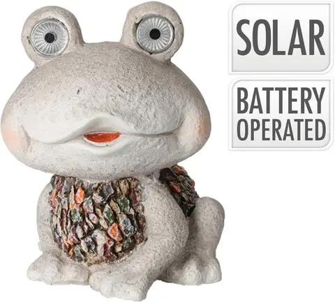 Discount Lampa solara de gradina Frog, 21x21x27 cm, oxidat de magneziu, gri