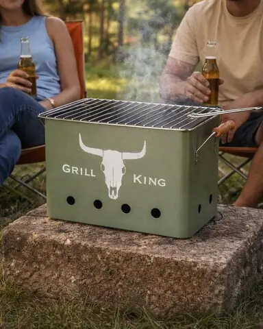 Gratar dreptunghiular Grill King, 32x20x20 cm, zinc, verde Livrare gratuită