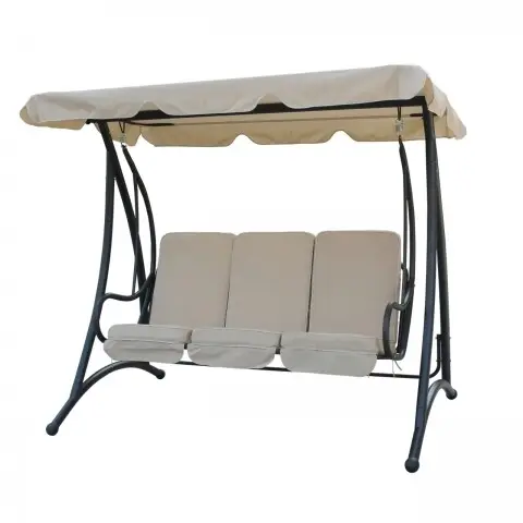 Balansoar leagan cu umbrela, 3 locuri, Heinner, STBL001, gradina/terasa, otel si poliester, 201 x 120 x 172 cm ,crem Super ofertă