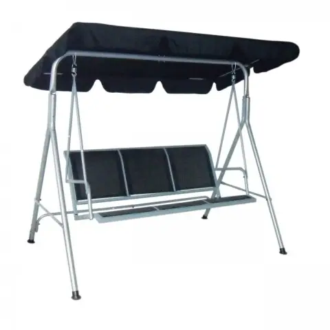 Chilipir Balansoar cu umbrela, Heinner Home, 3 locuri, 175 x 112 x 152cm, otel/poliester, negru