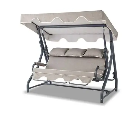 Balansoar de gradina 3 locuri, Hanah Home, Salvia, 200x165x110 cm, Antracit / Gri Livrare rapidă