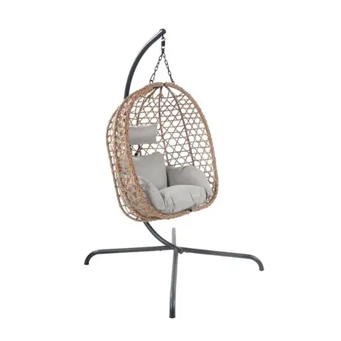 Lichidare de stoc Leagan/balansoar gradina Nido, Homla, 106x104x184 cm, otel/ratan/poliester, natur