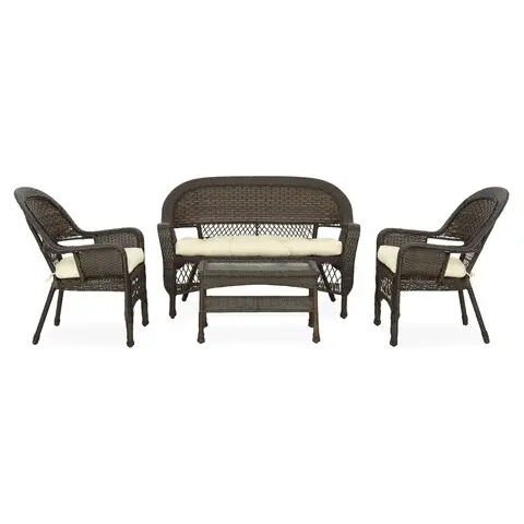 Doar azi Set mobilier gradina/terasa, Barbara, 4 piese, otel, maro/bej